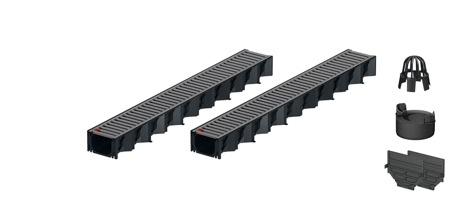 2x1m ACO Self&reg; Hexaline 2.0 Entw&auml;sserungsrinne mit Stegrost Edelstahl elektropoliert + Ablauf Vertikal - Bild 1