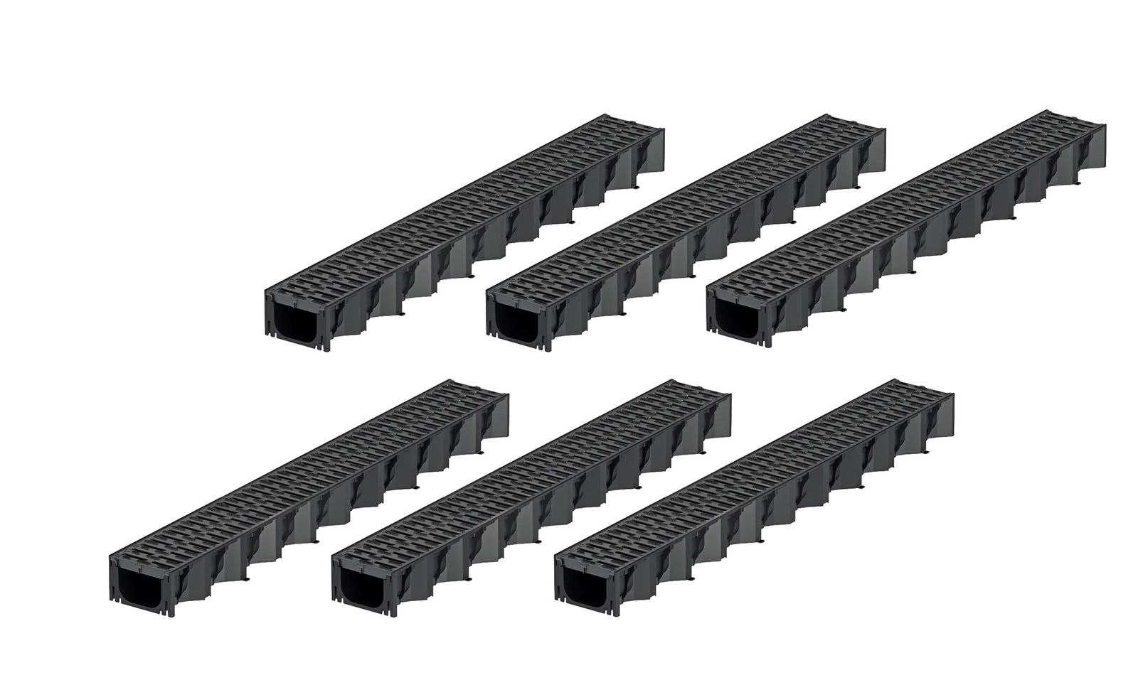 6x1m ACO Self&reg; Hexaline 2.0 Entw&auml;sserungsrinne mit Stegrost Microgrip - Bild 1