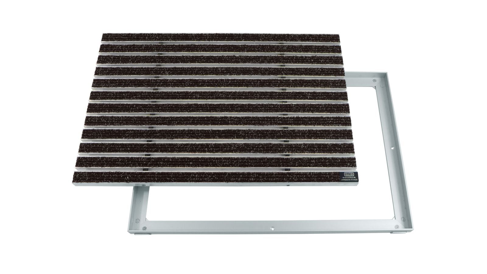 Emco Eingangsmatte DIPLOMAT + Rahmen 15mm Aluminium | 100x50cm | Rips Braun - Bild 1