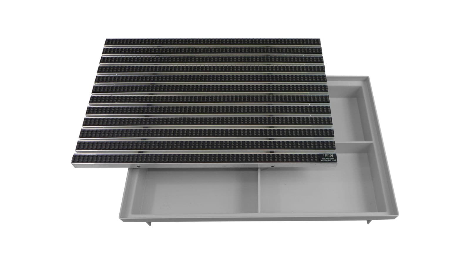 Emco Eingangsmatte DIPLOMAT + ACO Bodenwanne 75mm Kunststoff | 60x40cm | B&uuml;rsten Grau - Bild 1