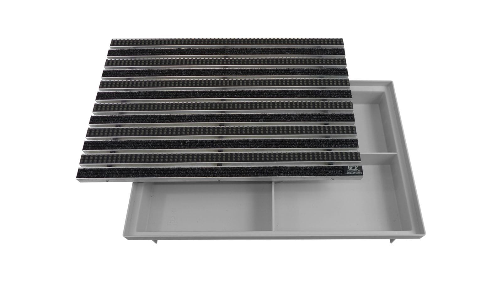 Emco Eingangsmatte DIPLOMAT + ACO Bodenwanne 75mm Kunststoff | 60x40cm | Rips Anthrazit + B&uuml;rsten Grau - Bild 1