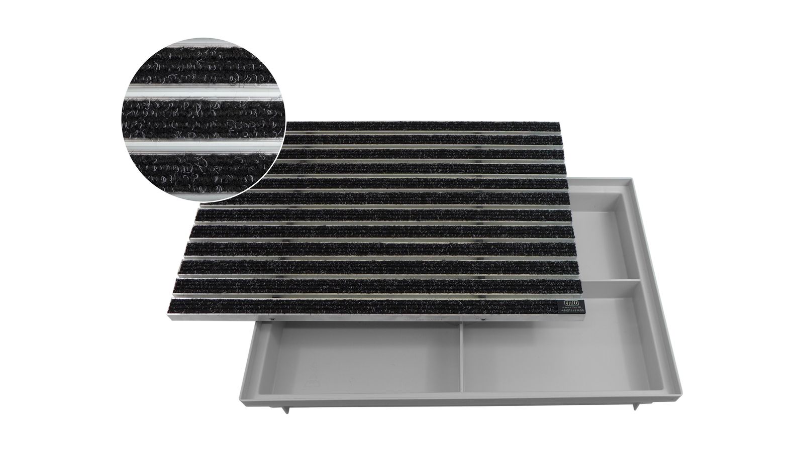Emco Eingangsmatte DIPLOMAT + ACO Bodenwanne 75mm Kunststoff | 60x40cm | Rips Anthrazit - Bild 1