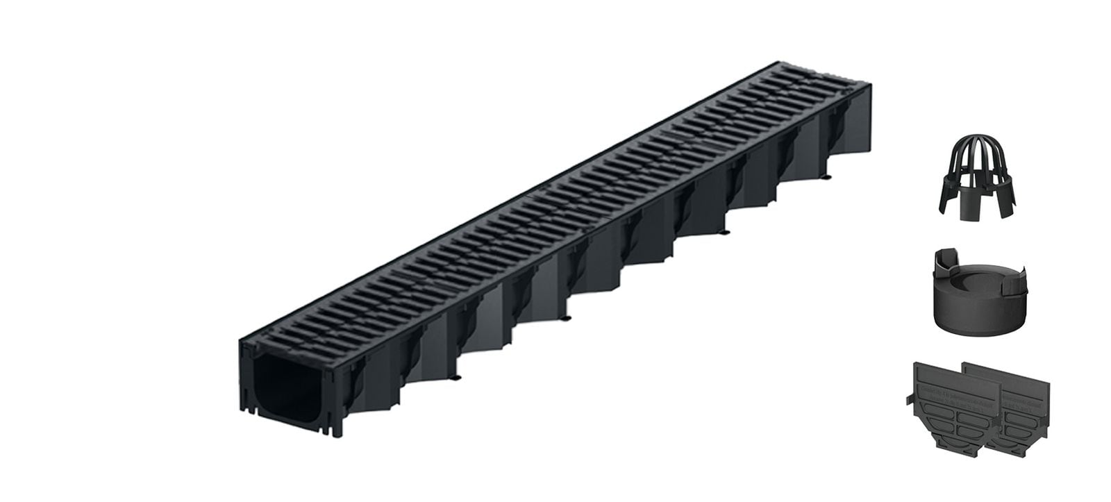 1m ACO Self&reg; Hexaline 2.0 Entw&auml;sserungsrinne mit 2 Gussrosten &aacute; 50cm + Ablauf Vertikal - Bild 1