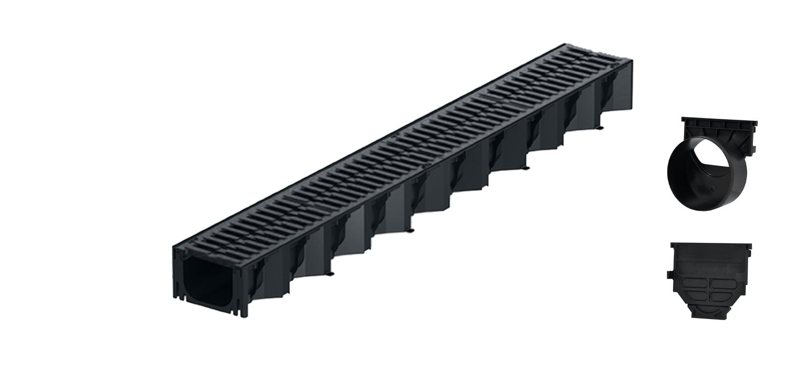 1m ACO Self&reg; Hexaline 2.0 Entw&auml;sserungsrinne mit 2 Gussrosten &aacute; 50cm + Ablauf Horizontal - Bild 1