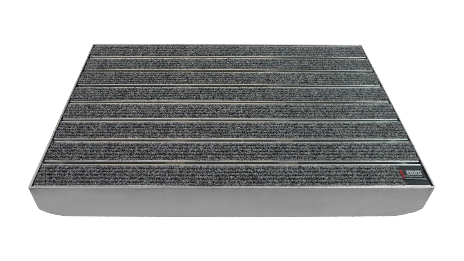 Emco Eingangsmatte DIPLOMAT + Bodenwanne 75mm Aluminium | 60x40cm | Large Rips Hellgrau - Bild 1