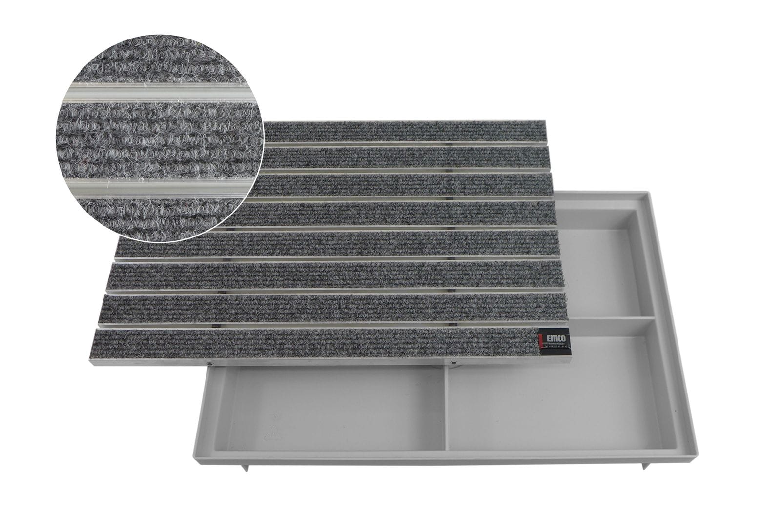Emco Eingangsmatte DIPLOMAT + ACO Bodenwanne 75mm Kunststoff | 60x40cm | Large Rips Hellgrau - Bild 1