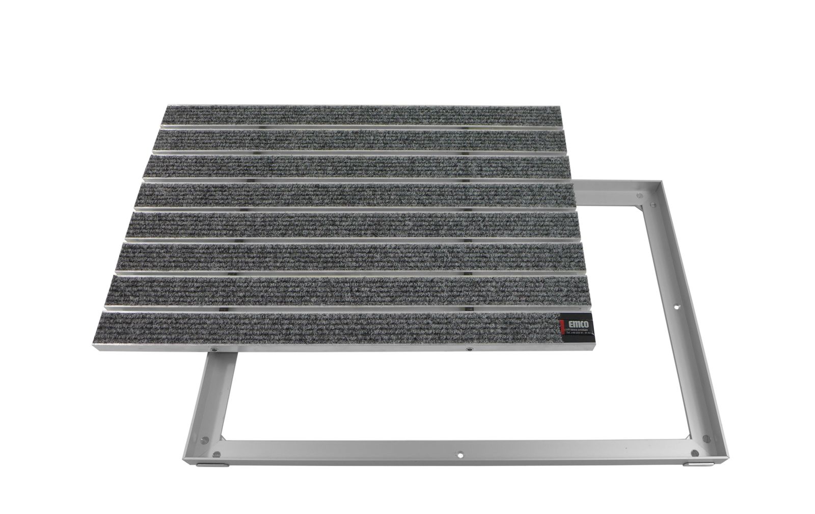 Emco Eingangsmatte DIPLOMAT + Rahmen 25mm Aluminium | 60x40cm | Large Rips Hellgrau - Bild 1