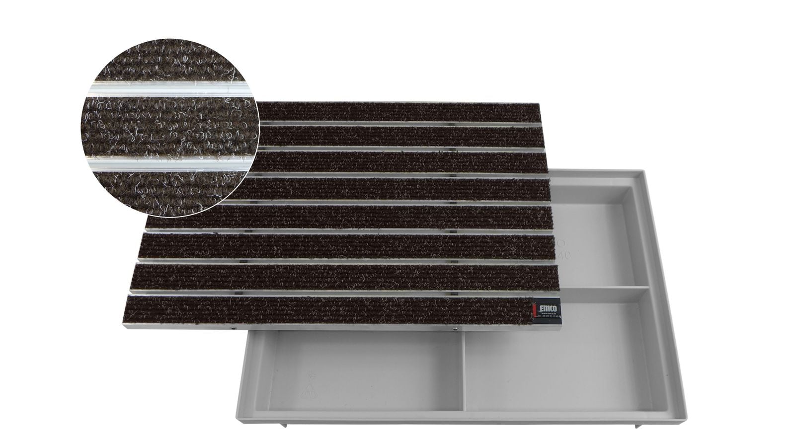 Emco Eingangsmatte DIPLOMAT + ACO Bodenwanne 75mm Kunststoff | 60x40cm | Large Rips Braun - Bild 1