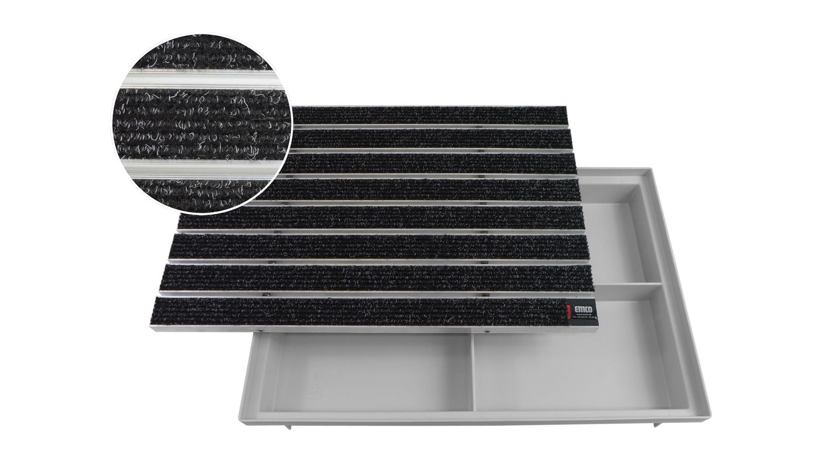 Emco Eingangsmatte DIPLOMAT + ACO Bodenwanne 75mm Kunststoff | 60x40cm | Large Rips Anthrazit - Bild 1
