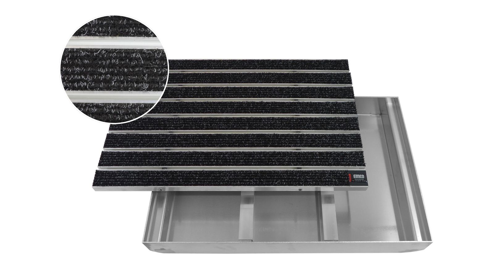 Emco Eingangsmatte DIPLOMAT + Bodenwanne 75mm Aluminium | 100x50cm | Large Rips Anthrazit - Bild 1