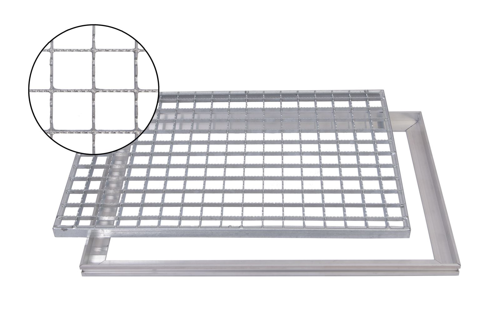 Gleitschutz Gitterrost 100x50cm MW 30/30mm inkl. Rahmen - Bild 1