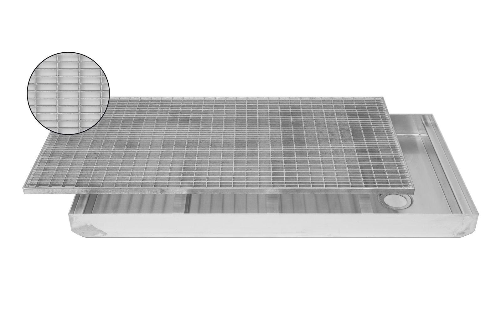 Gitterrost 1000x500mm MW 30x10 mit ALU Bodenwanne - Bild 1