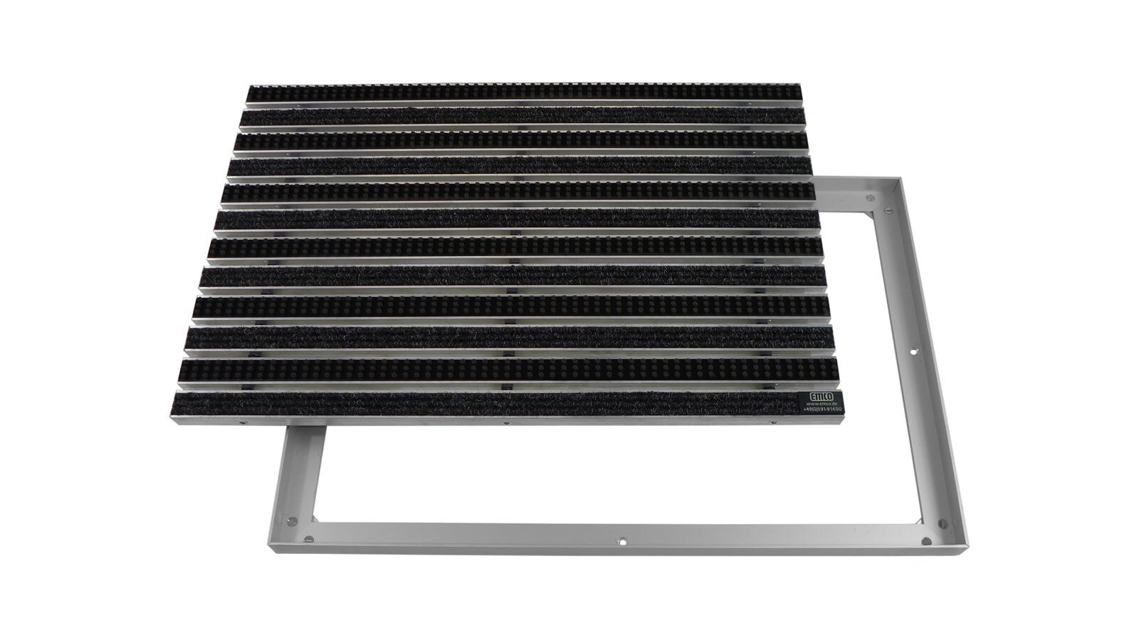 Emco Eingangsmatte DIPLOMAT + Rahmen 25mm Aluminium | 60x40cm | Rips Anthrazit + B&uuml;rsten Schwarz - Bild 1