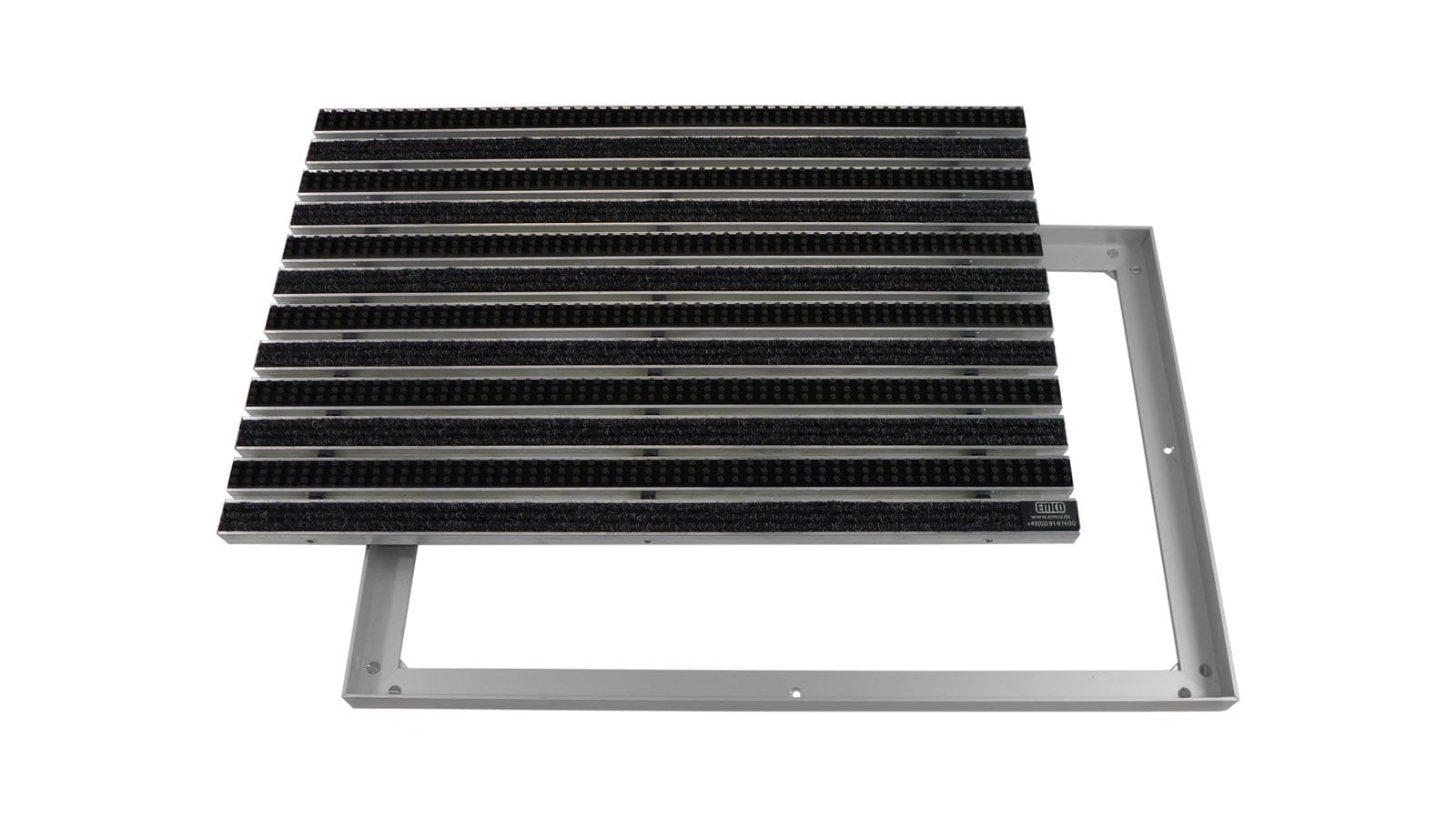 Emco Eingangsmatte DIPLOMAT + Rahmen 25mm Aluminium | 75x50cm | Rips Anthrazit + B&uuml;rsten Schwarz - Bild 1