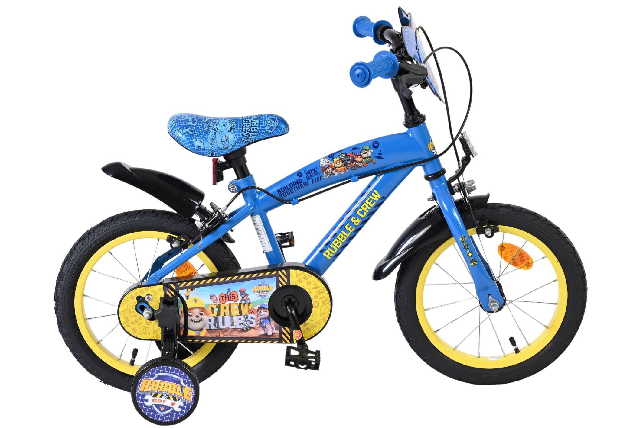 Volare Kinderfahrrad Rubble & Crew f&uuml;r Jungen 14 Zoll Kinderrad in Blau, Zwei Handbremsen - Bild 1