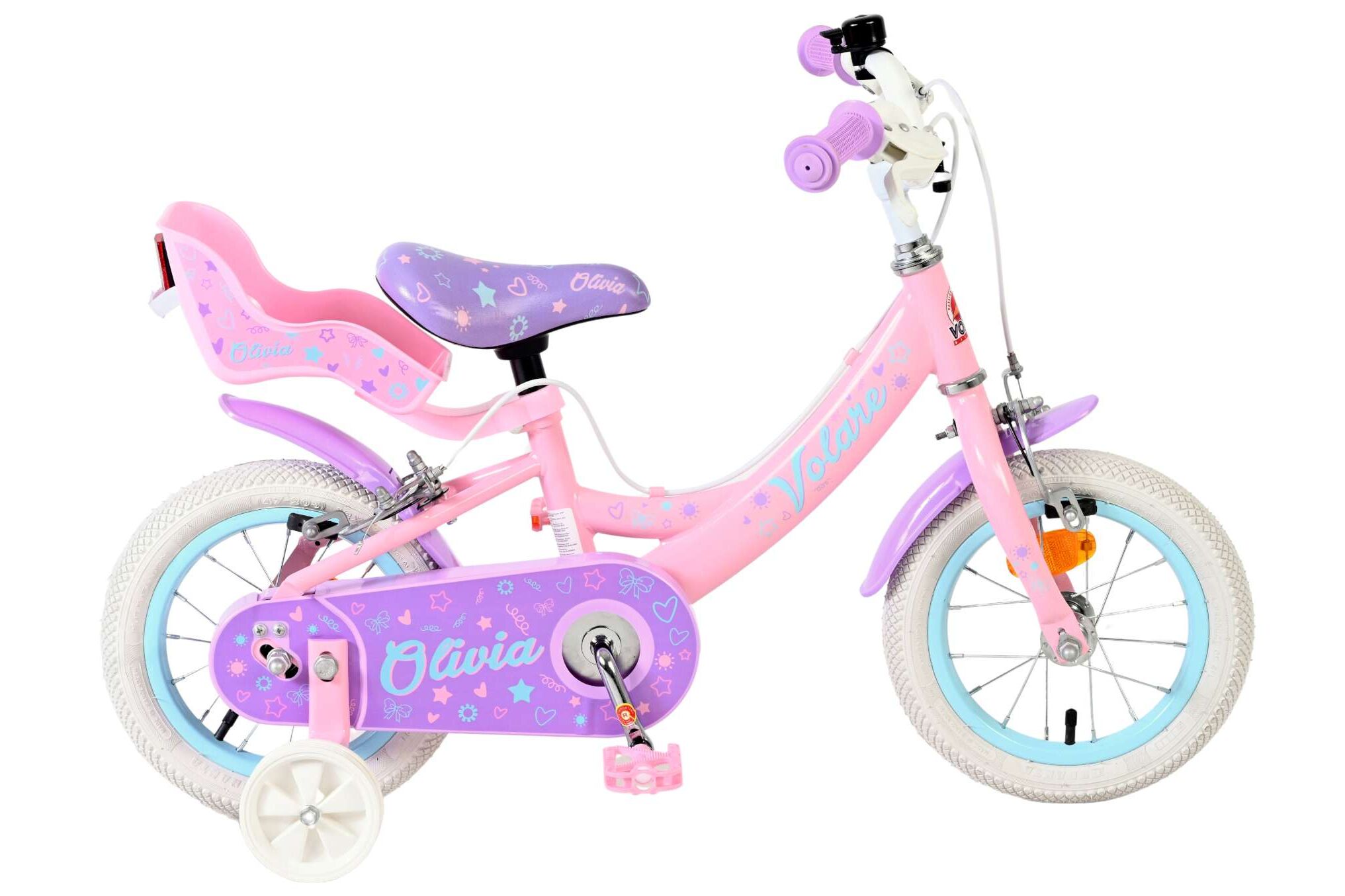 Volare Kinderfahrrad Olivia f&uuml;r M&auml;dchen 12 Zoll Kinderrad in Rosa, Zwei Handbremsen - Bild 1