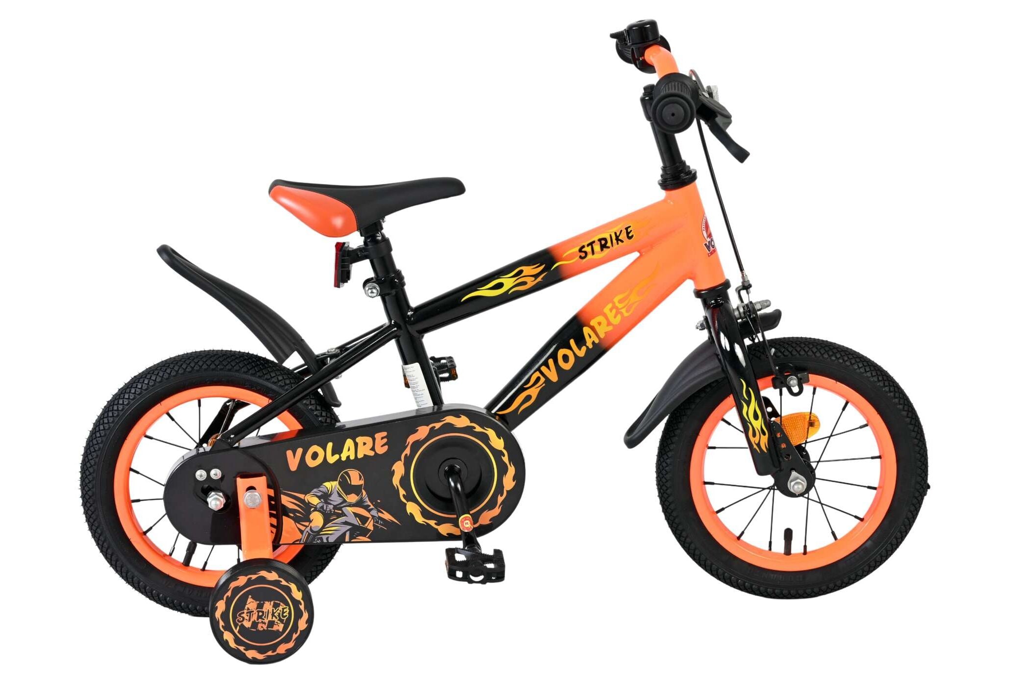 Volare Kinderfahrrad Strike f&uuml;r Jungen 12 Zoll Kinderrad in Schwarz Orange - Bild 1