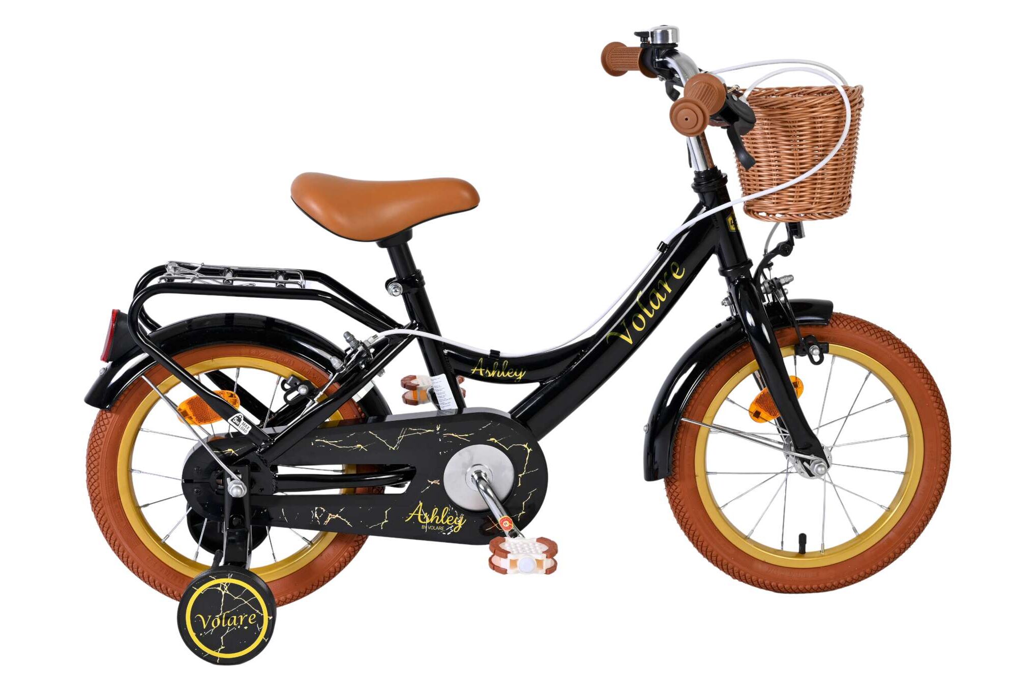Volare Kinderfahrrad Ashley f&uuml;r M&auml;dchen 14 Zoll Kinderrad in Schwarz, Zwei Handbremsen - Bild 1