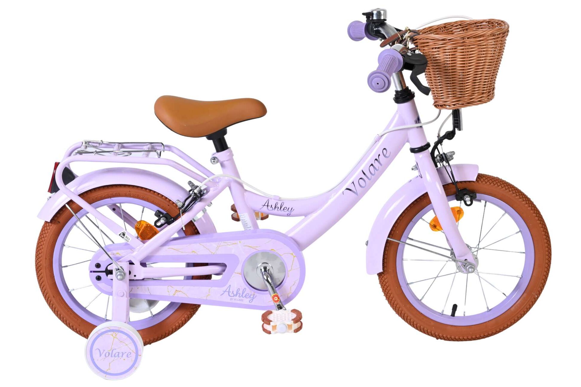 Volare Kinderfahrrad Ashley f&uuml;r M&auml;dchen 14 Zoll Kinderrad in Lila, Zwei Handbremsen - Bild 1