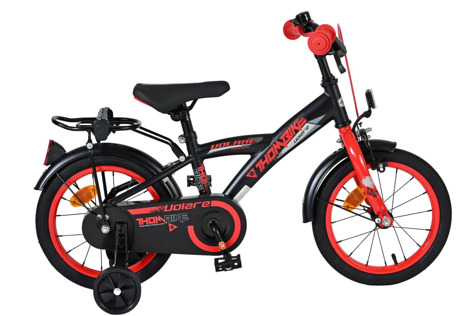 Volare Kinderfahrrad Thombike f&uuml;r Jungen 14 Zoll Kinderrad in Schwarz Rot - Bild 1