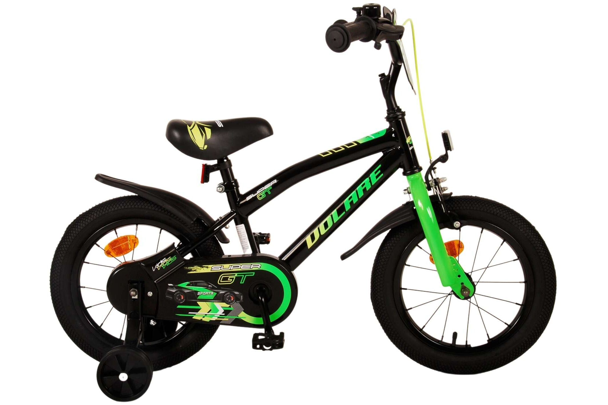 Volare Kinderfahrrad Super GT f&uuml;r Jungen 14 Zoll Kinderrad in Gr&uuml;n, Zwei Handbremsen - Bild 1