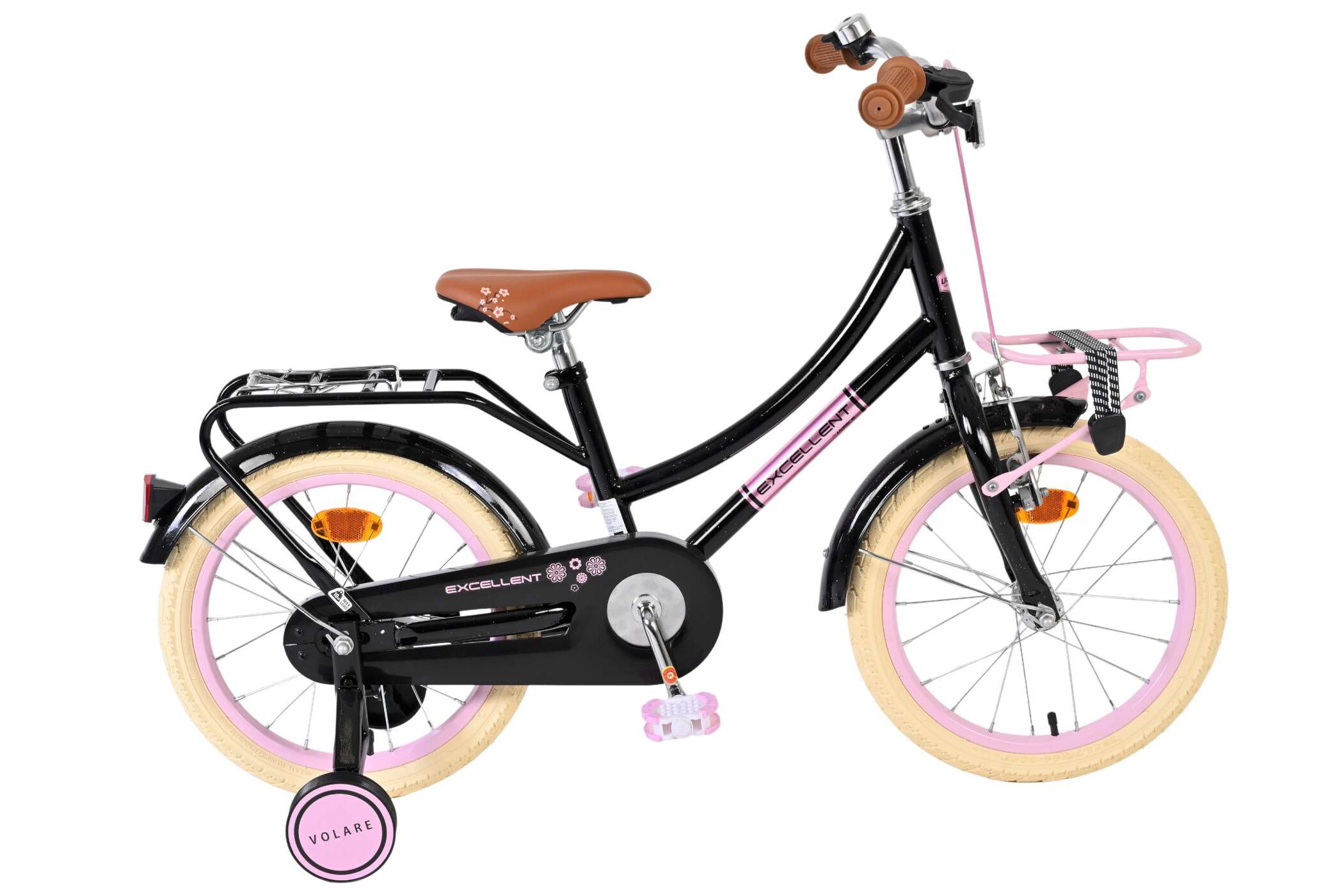 Volare Kinderfahrrad Excellent f&uuml;r M&auml;dchen 16 Zoll Kinderrad in Schwarz - Bild 1
