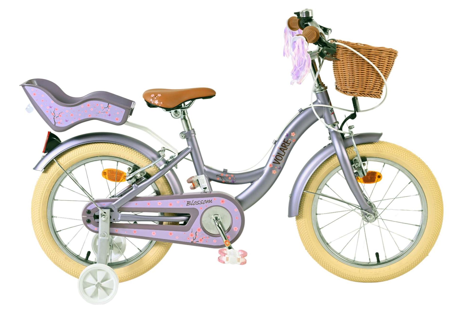 Volare Kinderfahrrad Blossom f&uuml;r M&auml;dchen 16 Zoll Kinderrad in Lila, Zwei Handbremsen - Bild 1