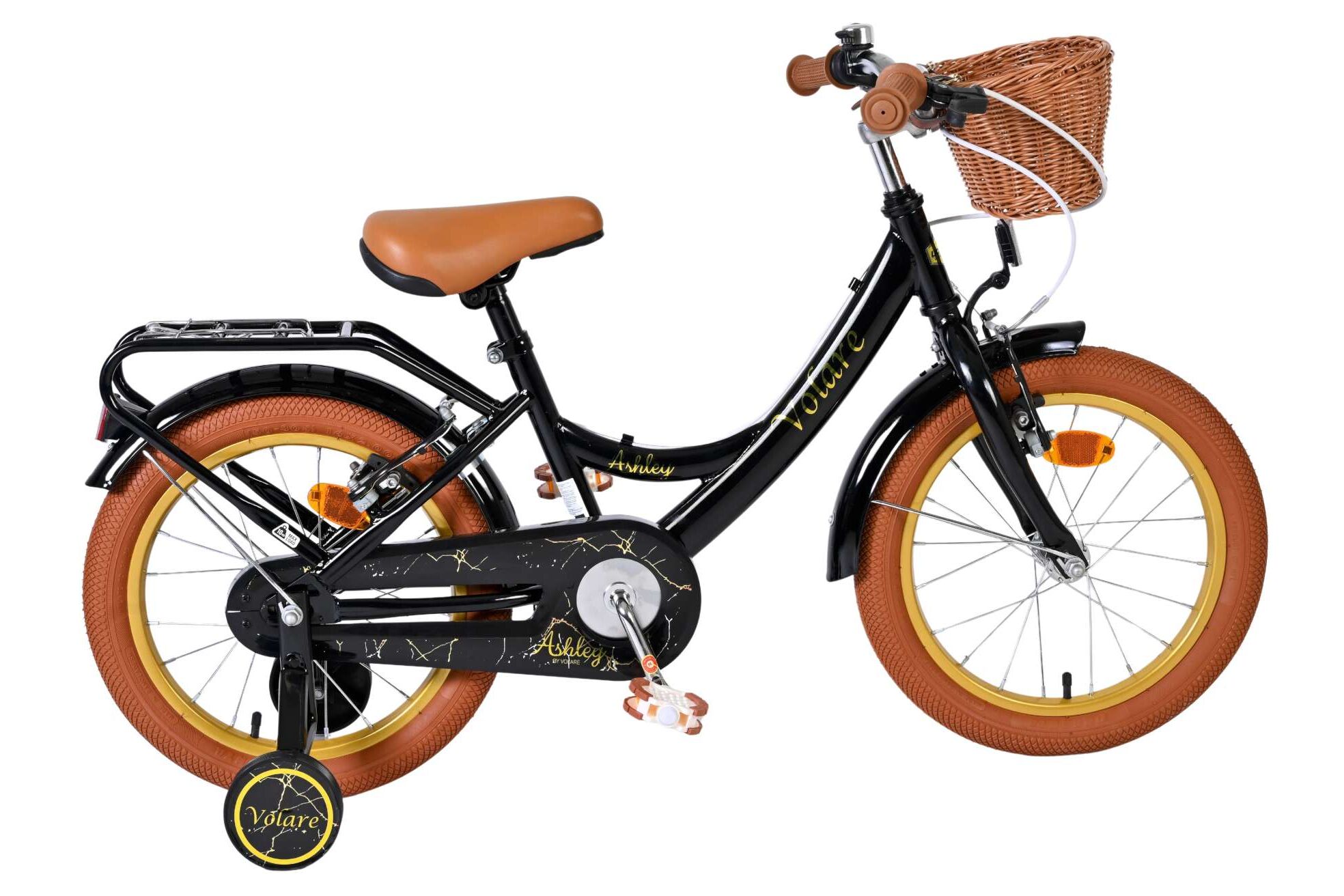 Volare Kinderfahrrad Ashley f&uuml;r M&auml;dchen 16 Zoll Kinderrad in Schwarz, Zwei Handbremsen - Bild 1