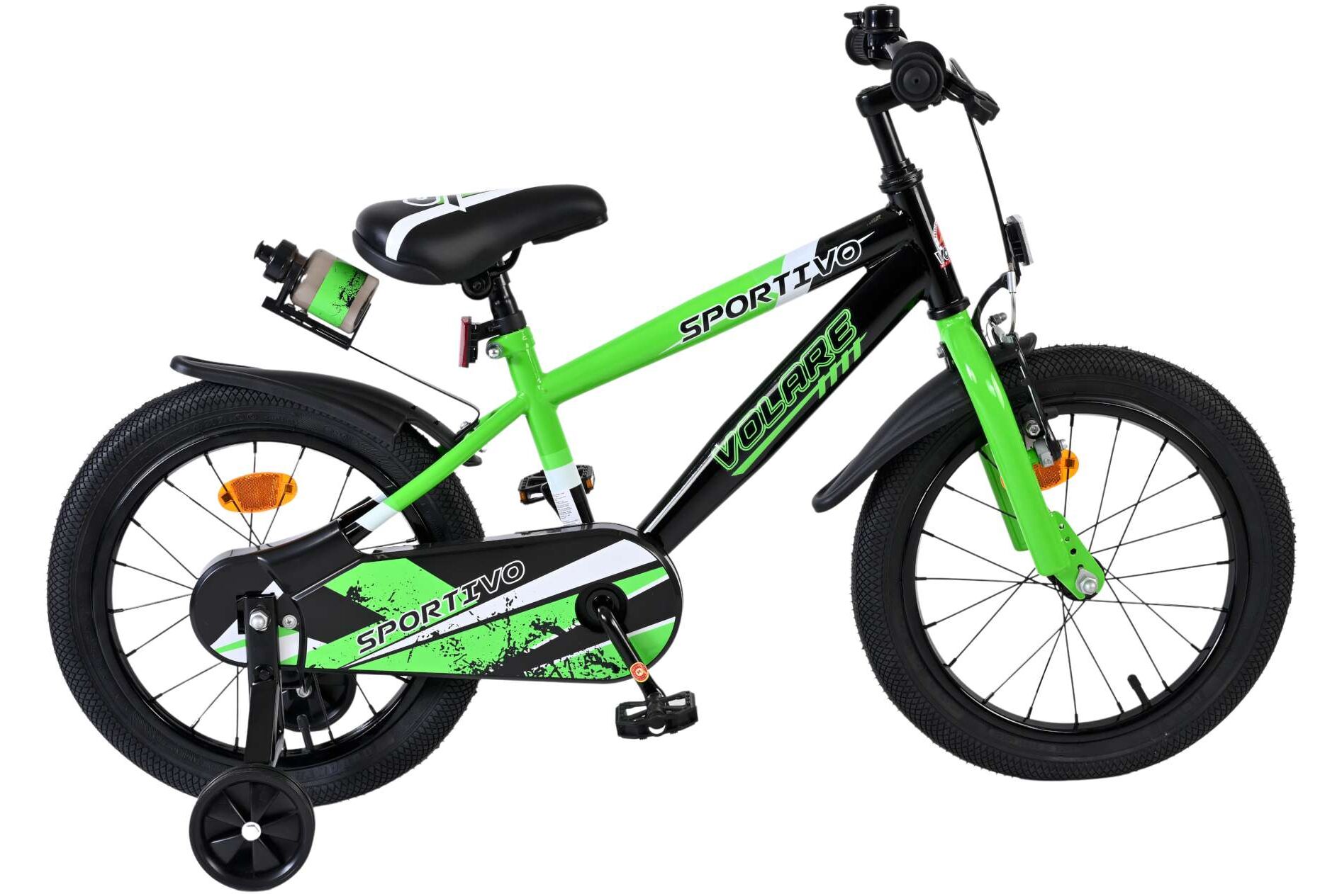 Volare Kinderfahrrad Sportivo f&uuml;r Jungen 16 Zoll Kinderrad in Gr&uuml;n Schwarz - Bild 1