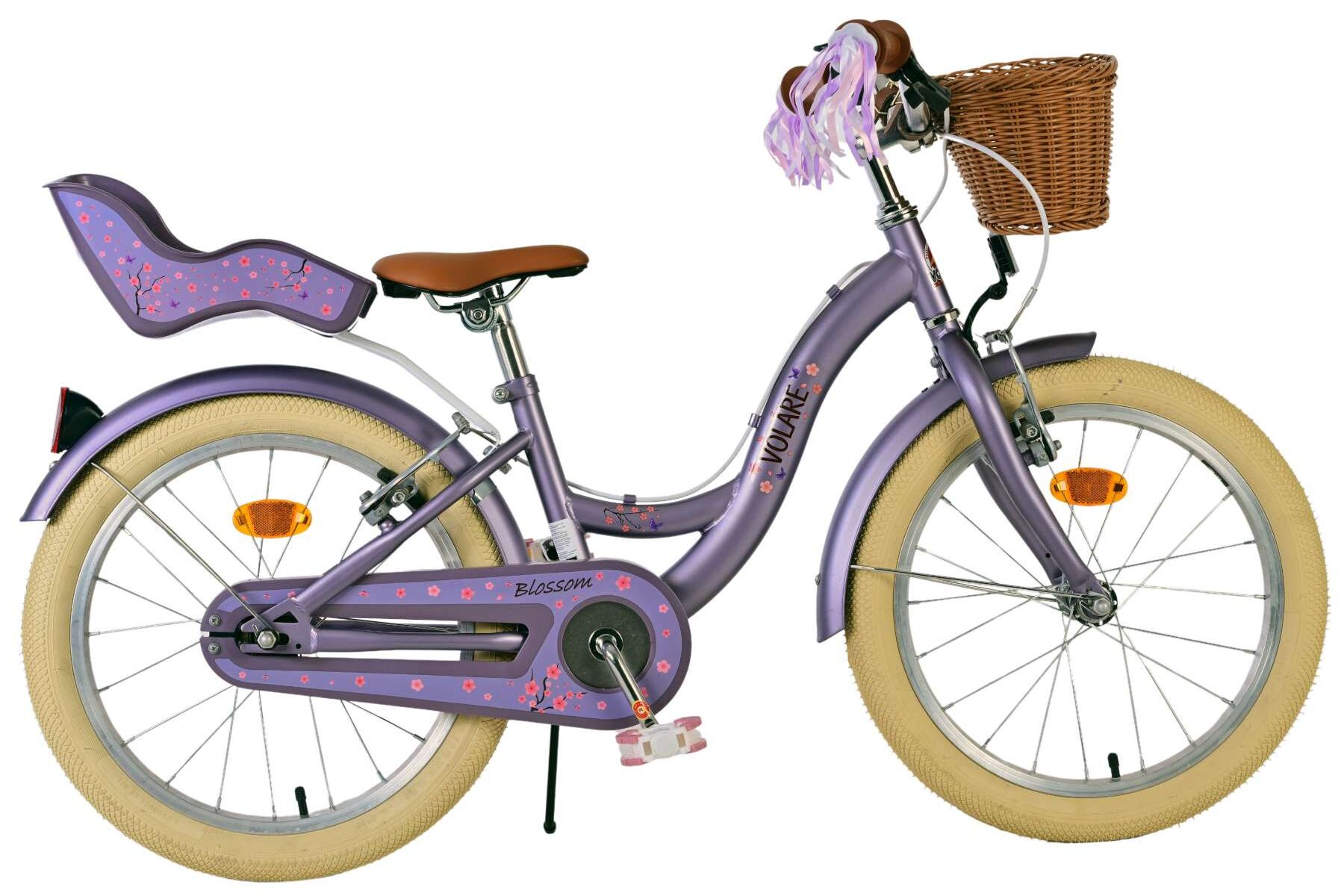 Volare Kinderfahrrad Blossom f&uuml;r M&auml;dchen 18 Zoll Kinderrad in Lila, Zwei Handbremsen - Bild 1