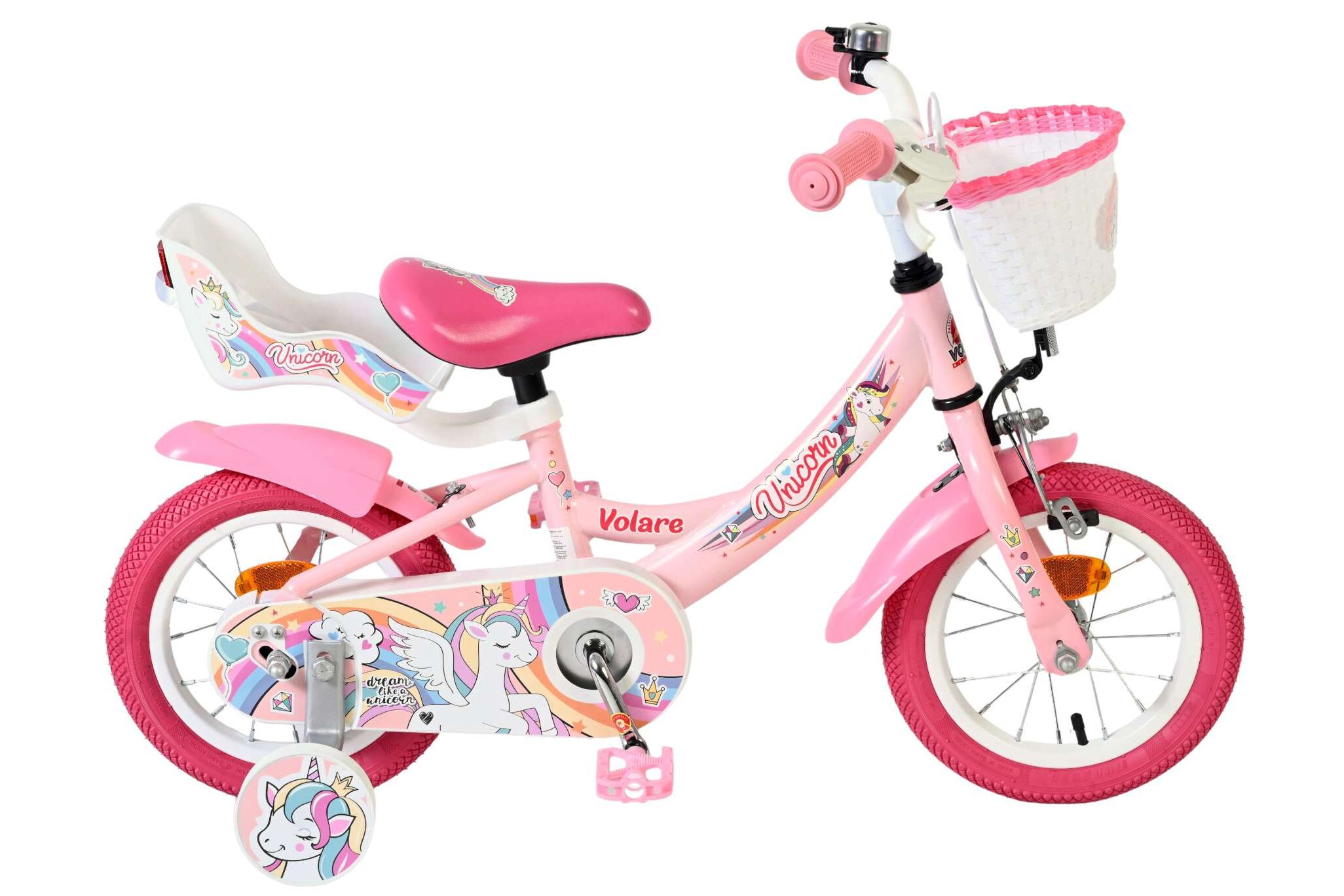 Volare Kinderfahrrad Unicorn f&uuml;r M&auml;dchen 12 Zoll Kinderrad in Rosa - Bild 1