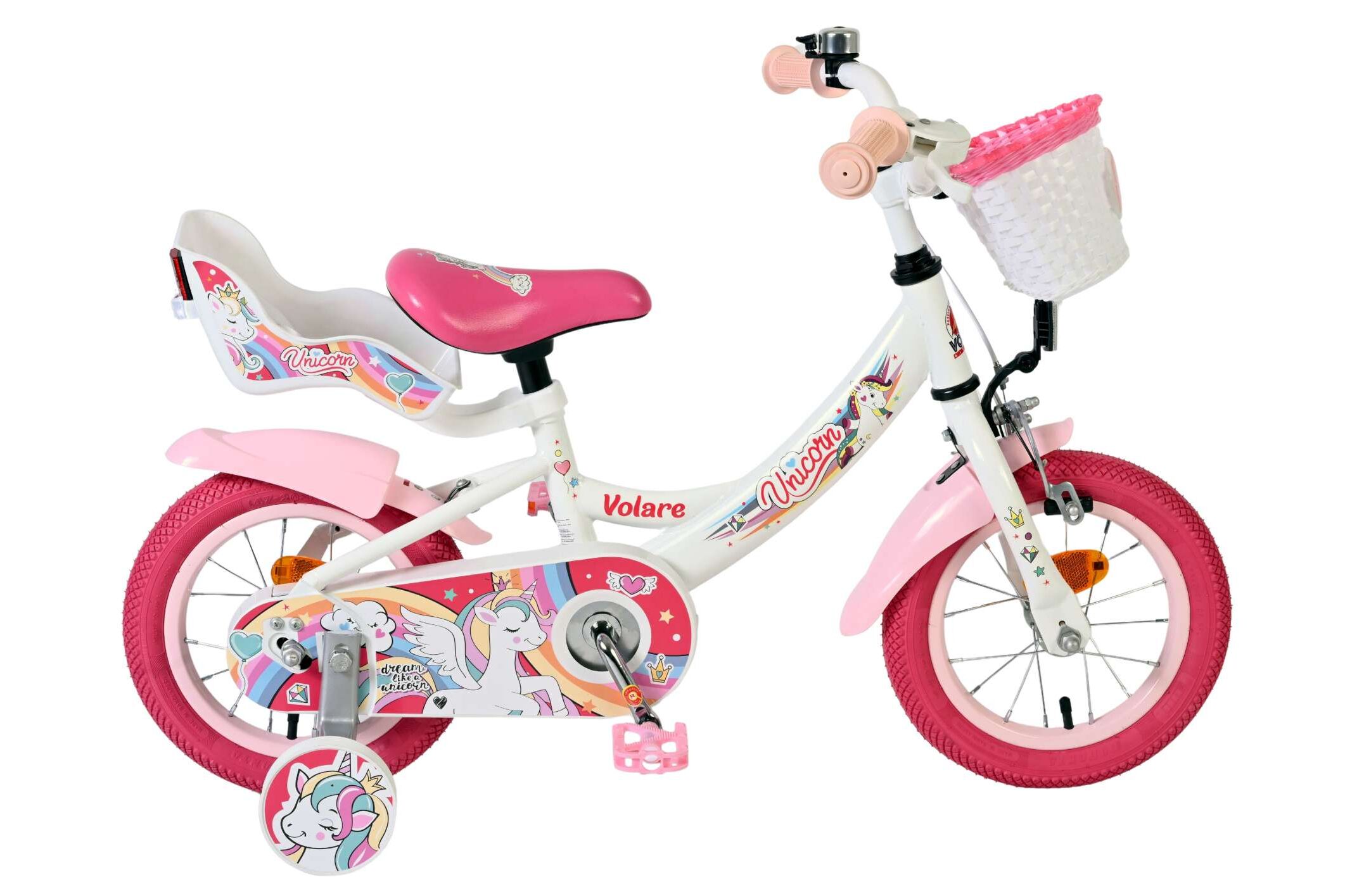 Volare Kinderfahrrad Unicorn f&uuml;r M&auml;dchen 12 Zoll Kinderrad in Wei&szlig; - Bild 1