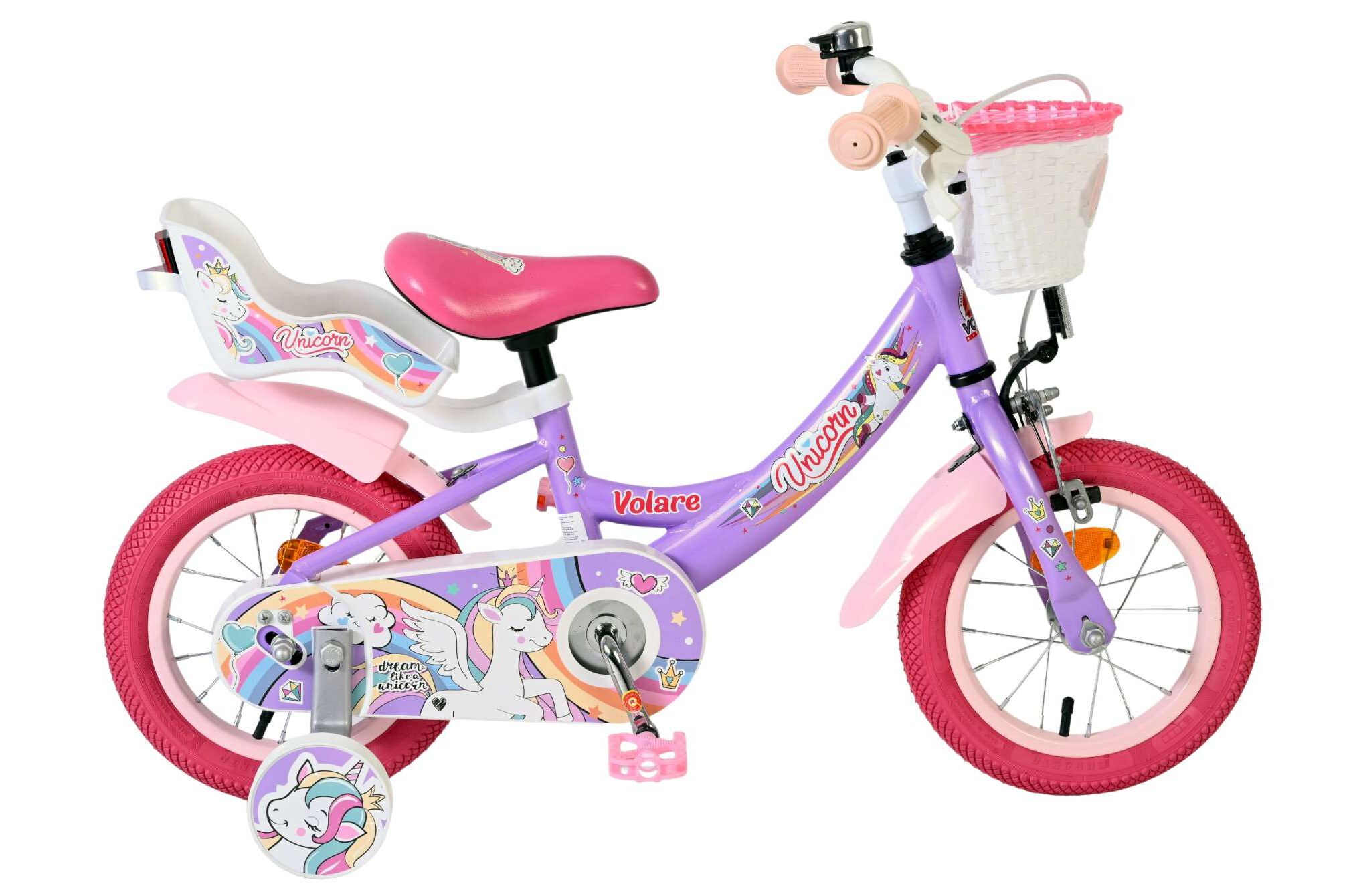 Volare Kinderfahrrad Unicorn f&uuml;r M&auml;dchen 12 Zoll Kinderrad in Lila - Bild 1