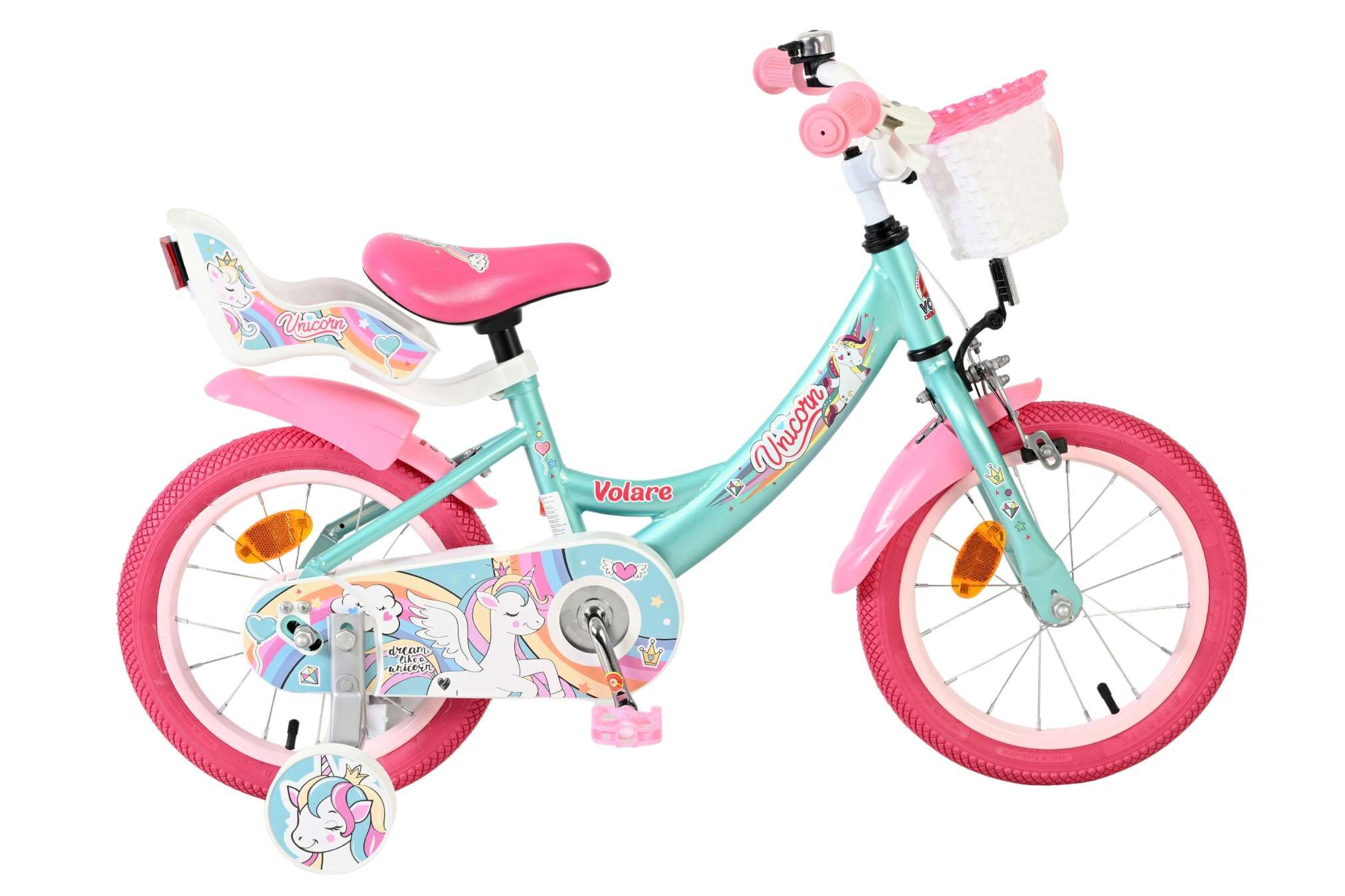 Volare Kinderfahrrad Unicorn f&uuml;r M&auml;dchen 14 Zoll Kinderrad in Gr&uuml;n - Bild 1
