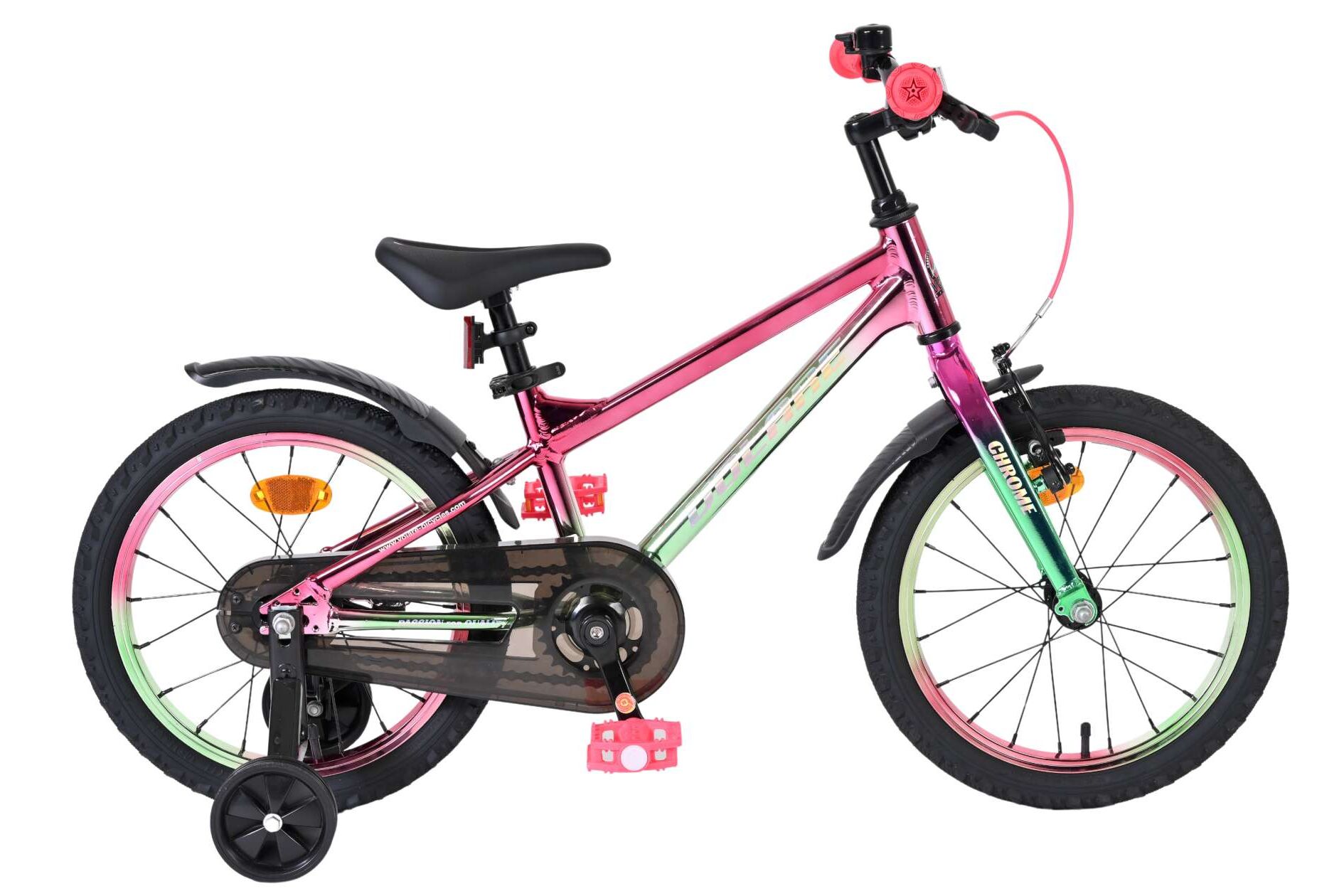 Volare Kinderfahrrad Chrome f&uuml;r M&auml;dchen 16 Zoll Kinderrad in Rosa Gr&uuml;n - Bild 1