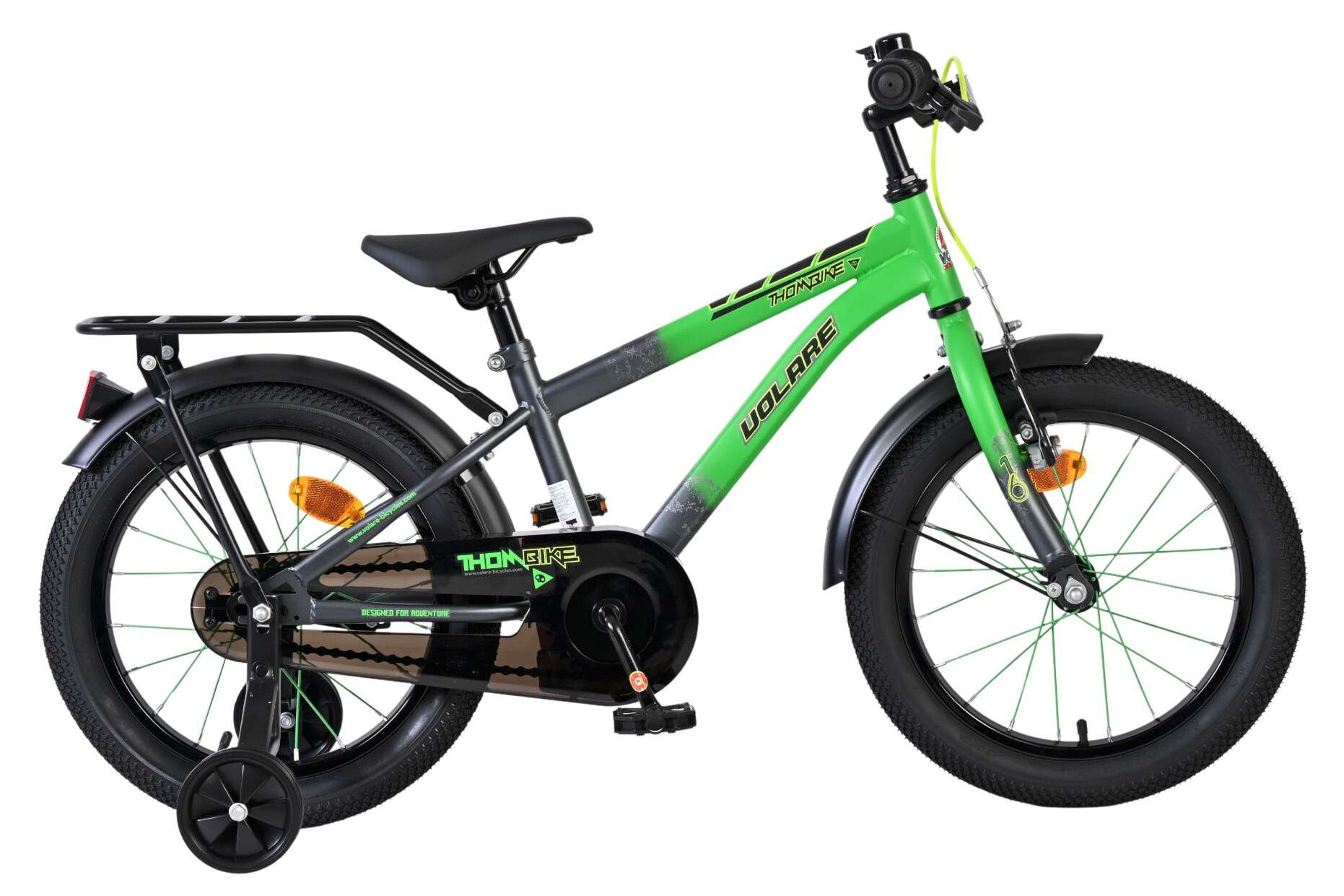 Volare Kinderfahrrad Thombike f&uuml;r Jungen 16 Zoll Kinderrad in Gr&uuml;n-Grau - Bild 1