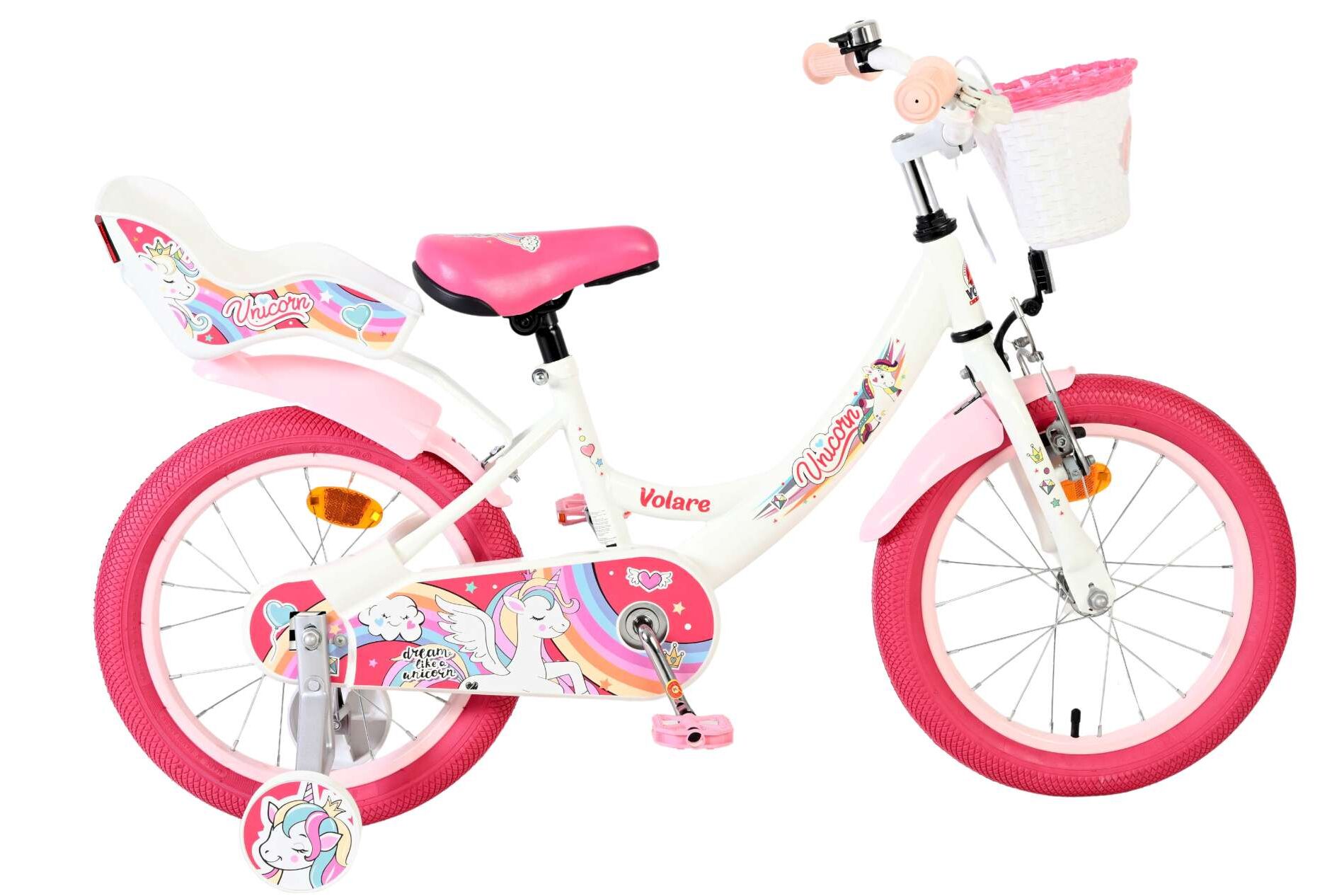 Volare Kinderfahrrad Unicorn f&uuml;r M&auml;dchen 16 Zoll Kinderrad in Wei&szlig; - Bild 1