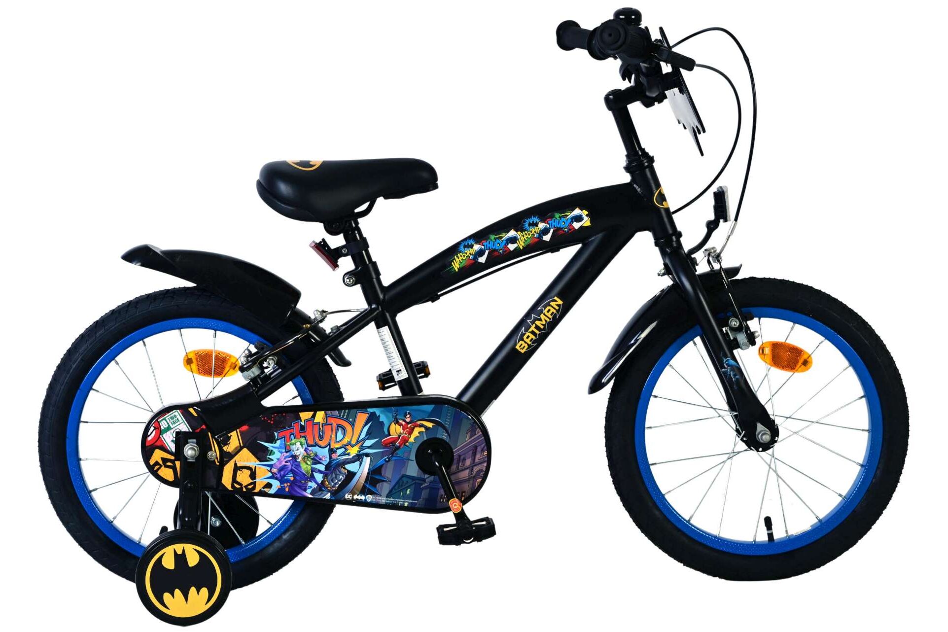 Volare Kinderfahrrad Batman f&uuml;r Jungen 16 Zoll Kinderrad in Schwarz, 2 Handbremsen - Bild 1