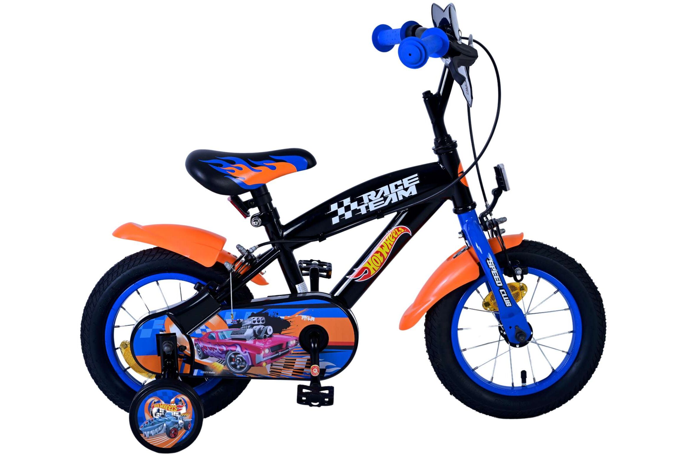 Volare Kinderfahrrad Hot Wheels f&uuml;r Jungen 12 Zoll Kinderrad in Schwarz Orange Blau, Zwei Handbremsen - Bild 1