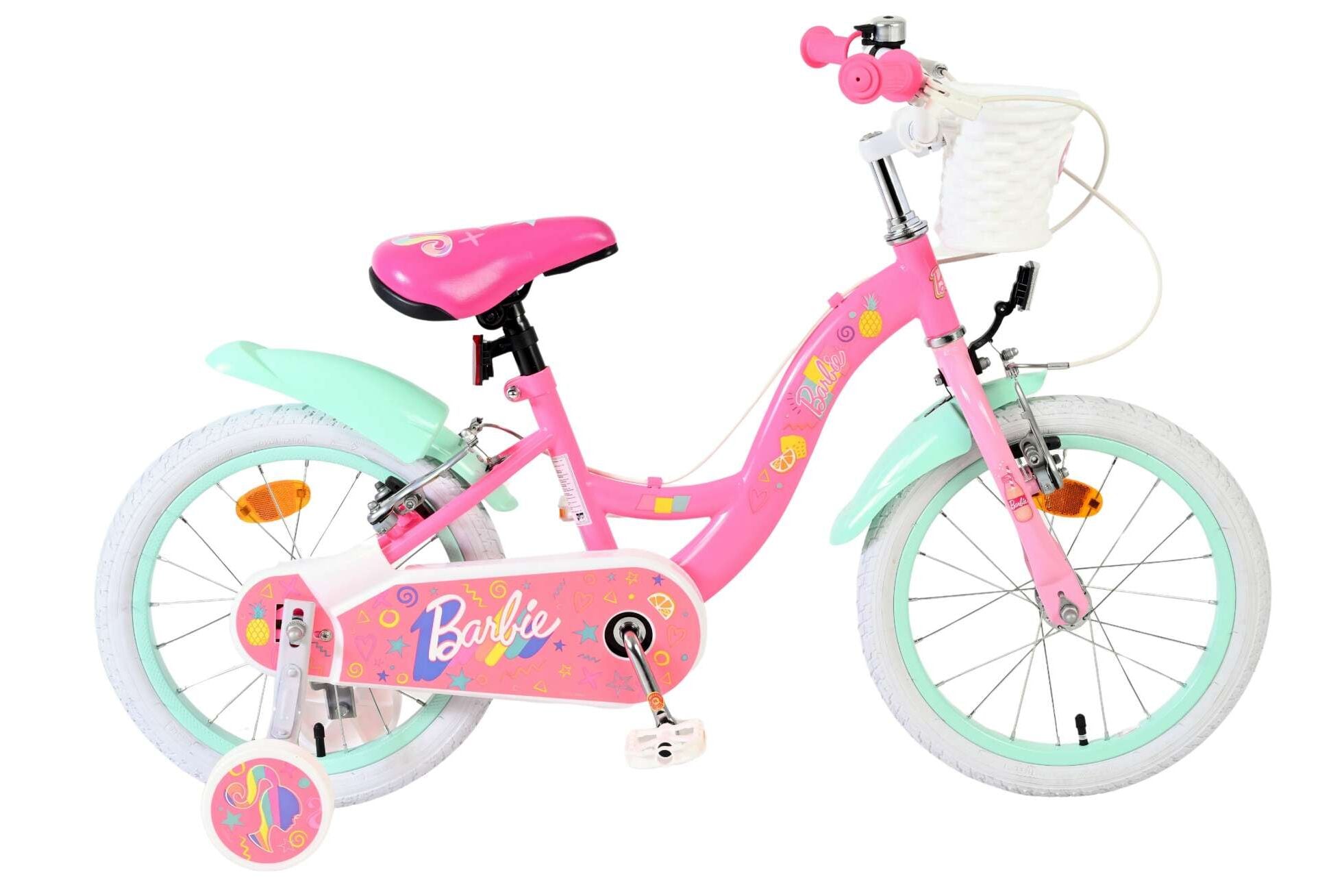 Volare Kinderfahrrad Barbie f&uuml;r M&auml;dchen 16 Zoll Kinderrad in Rosa, Zwei Handbremsen - Bild 1