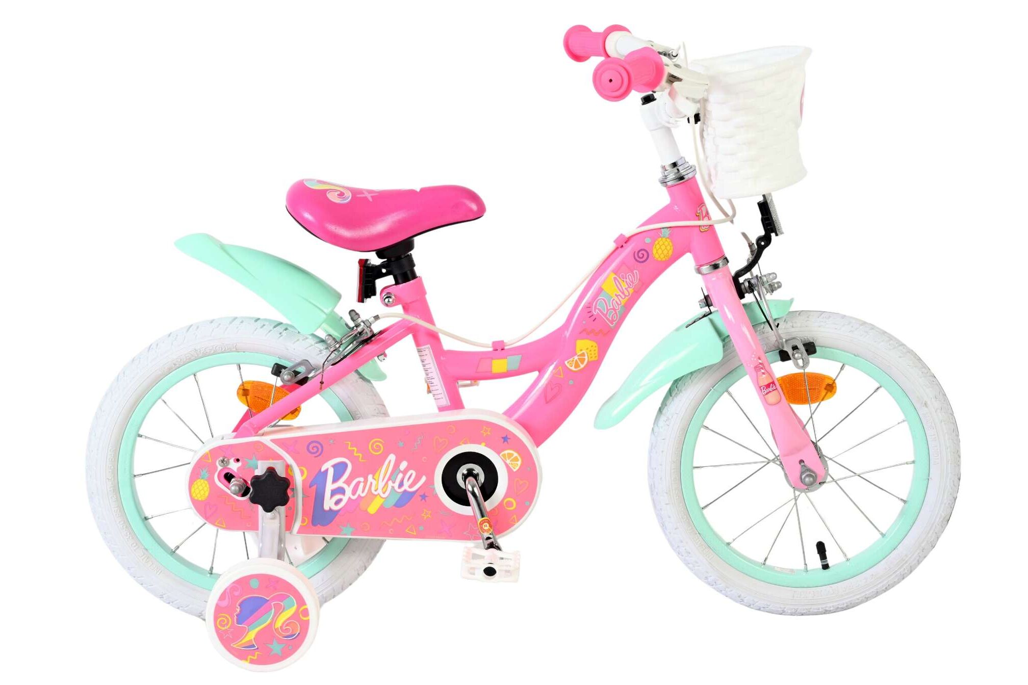Volare Kinderfahrrad Barbie f&uuml;r M&auml;dchen 14 Zoll Kinderrad in Rosa, Zwei Handbremsen - Bild 1